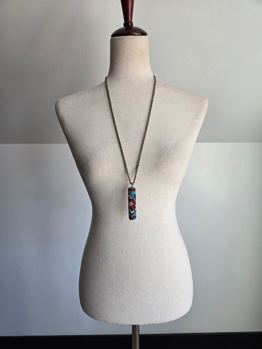 Native American Hand Beaded Pendant Necklace