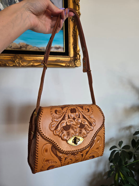 Clifton's Vintage Tooled Leather Handbag