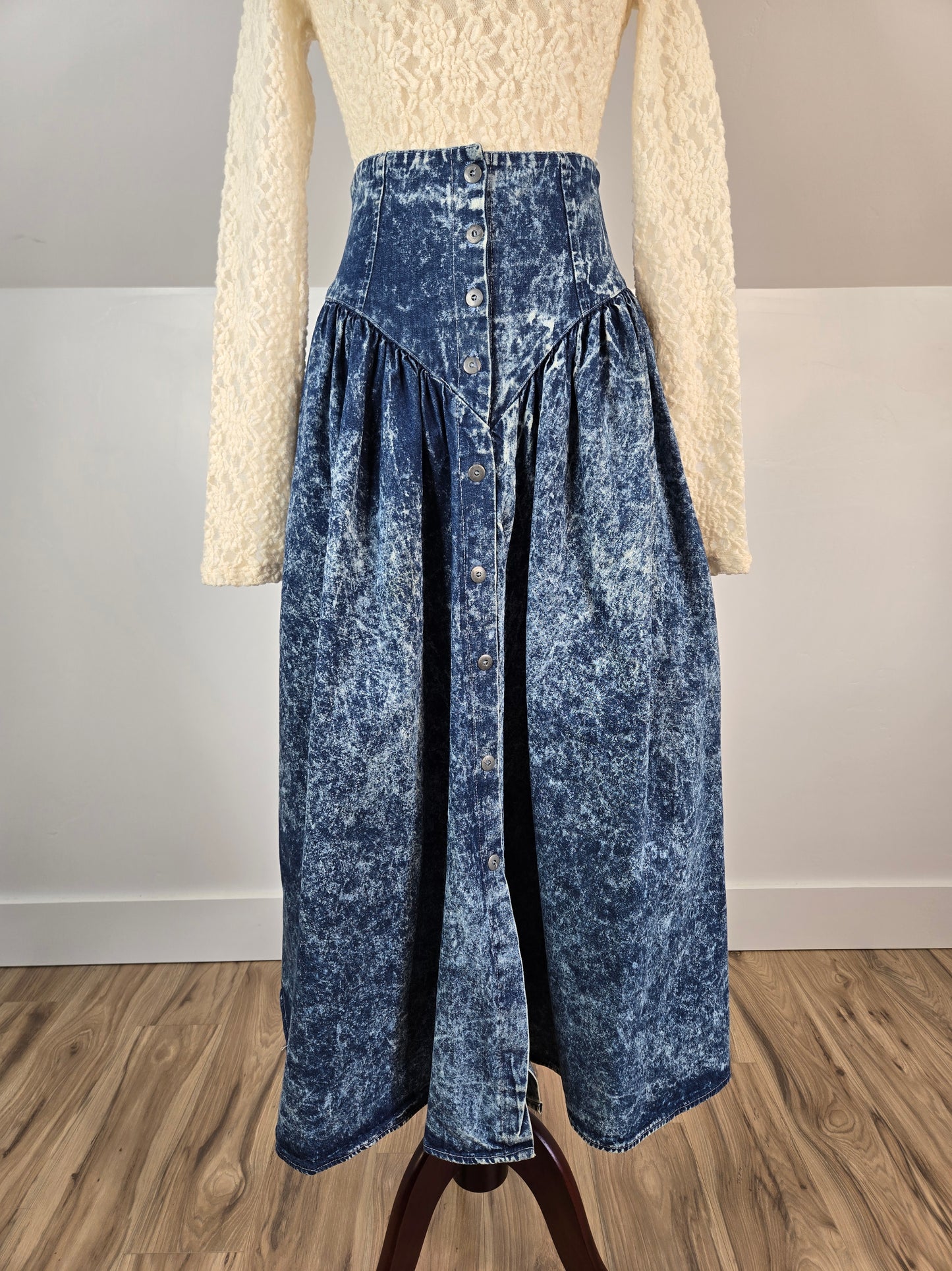 Good Things of California Vintage Acid Wash Denim Skirt - small