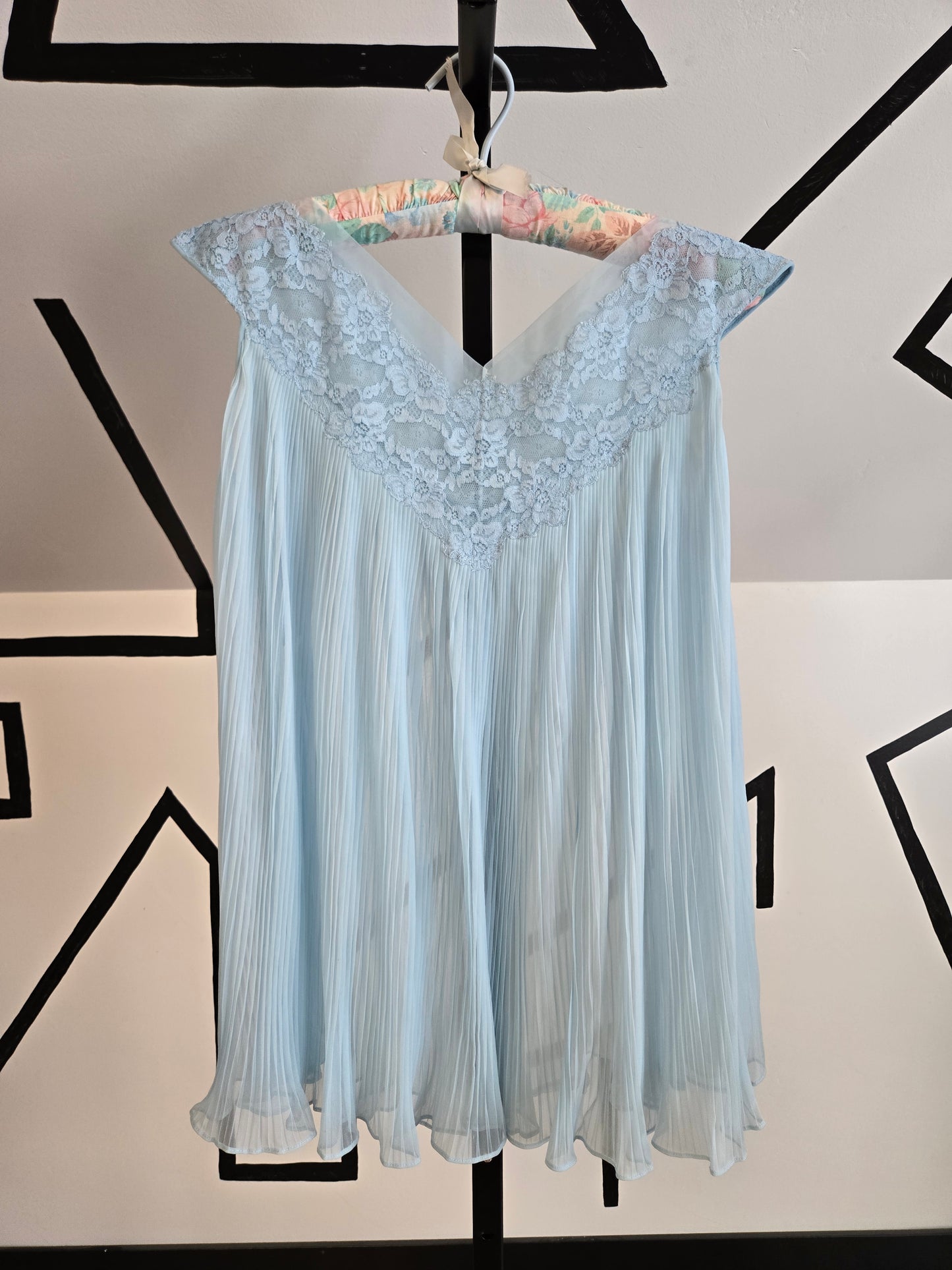 Roger's Vintage 60s Blue Babydoll Negligee Dress - small