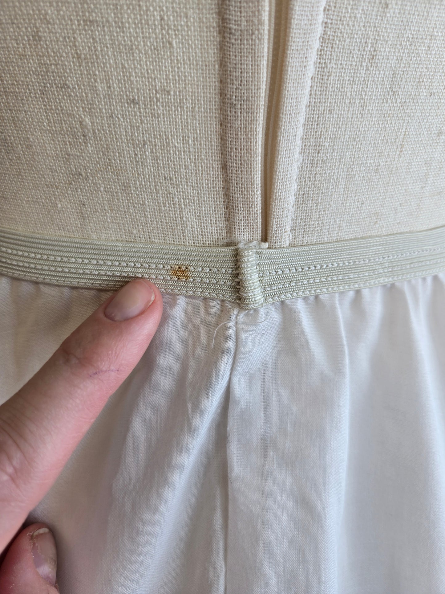 Vintage Edwardian Style Shorter White Cotton Blend Muslin Petticoat - small