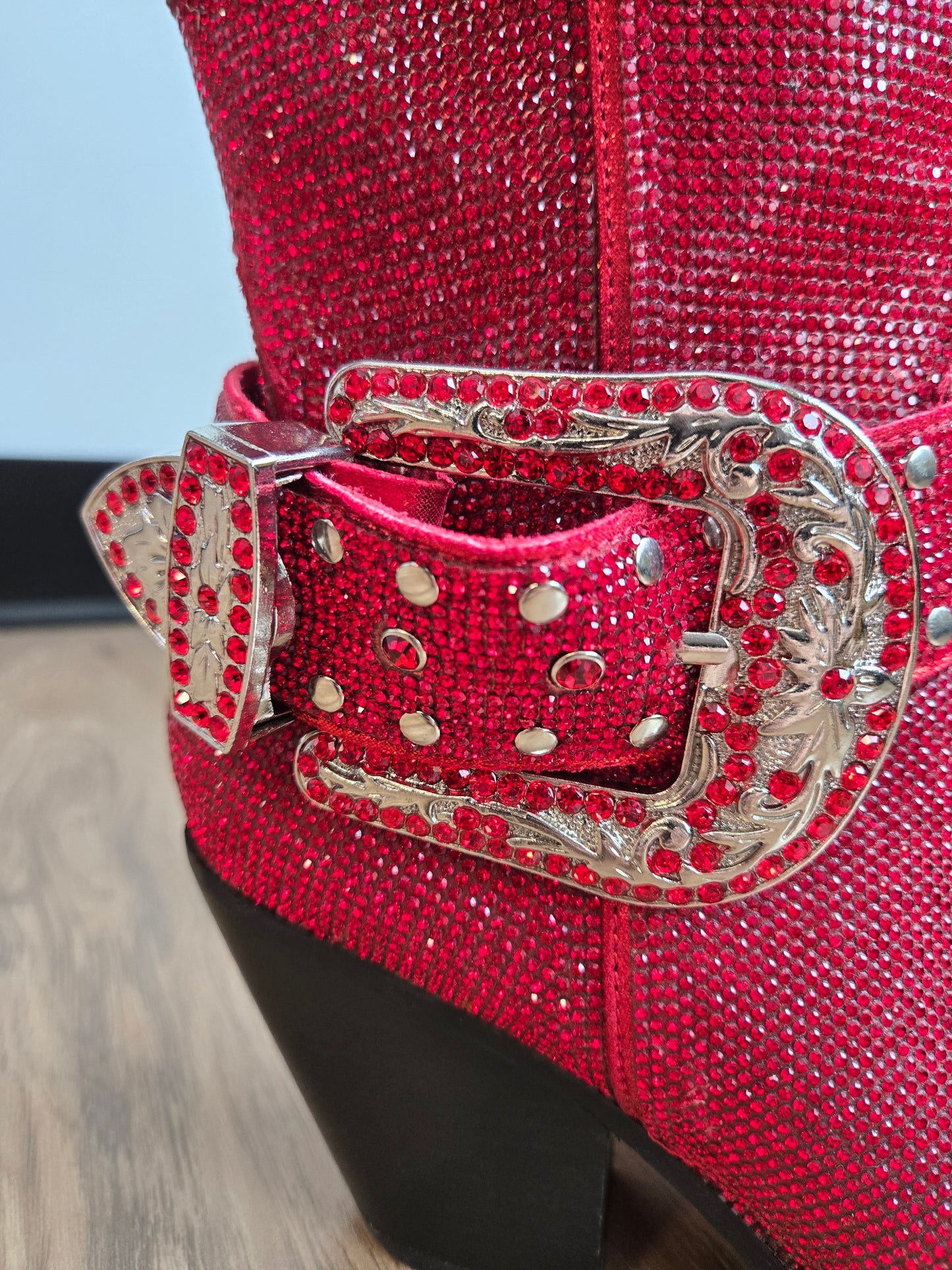 Dorothy Does Western! Antonia Rhinestone Western Ankle Boot in Red - Size 8.5