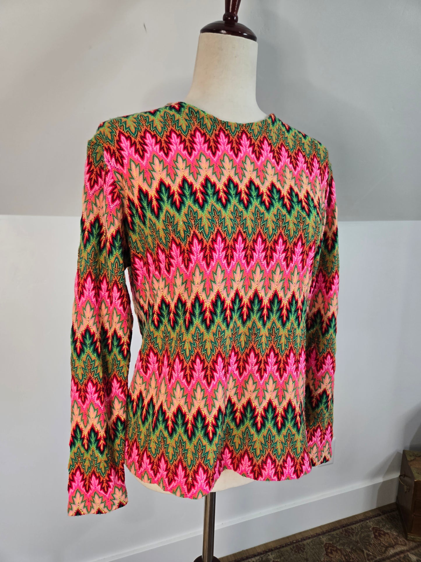 Miss Holly Vintage 70s Crochet Zig Zag Top Made in Japan - medium