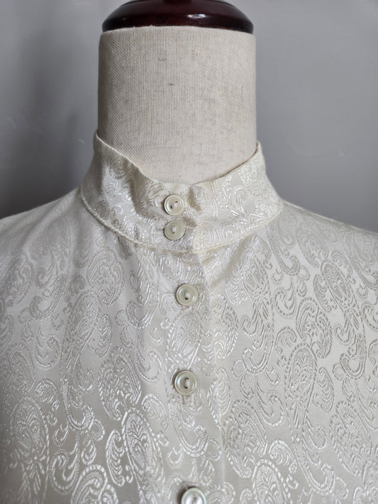 Vintage Edwardian Style Paisley Jacquard Top - Small