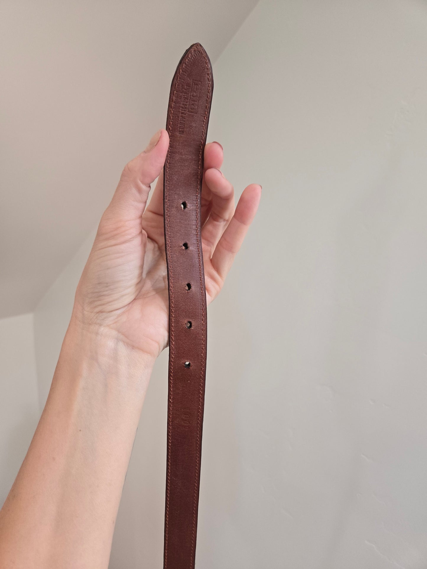 Vintage Polo Ralph Lauren Leather Belt with Fox and Horn Brass Buckle - W26-30"