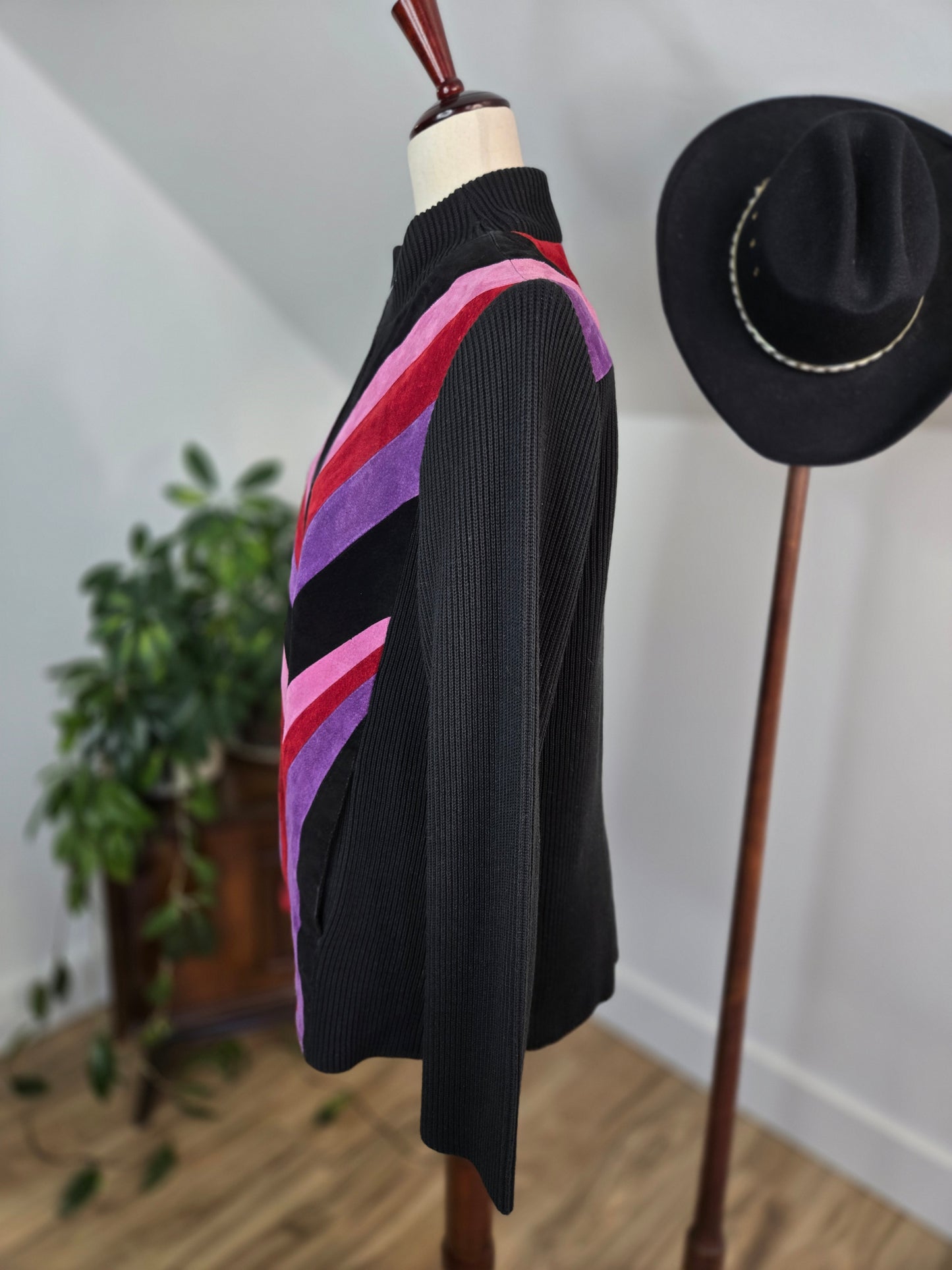 Bob Mackie Vintage Retro Patchwork Pink Leather Jacket - medium