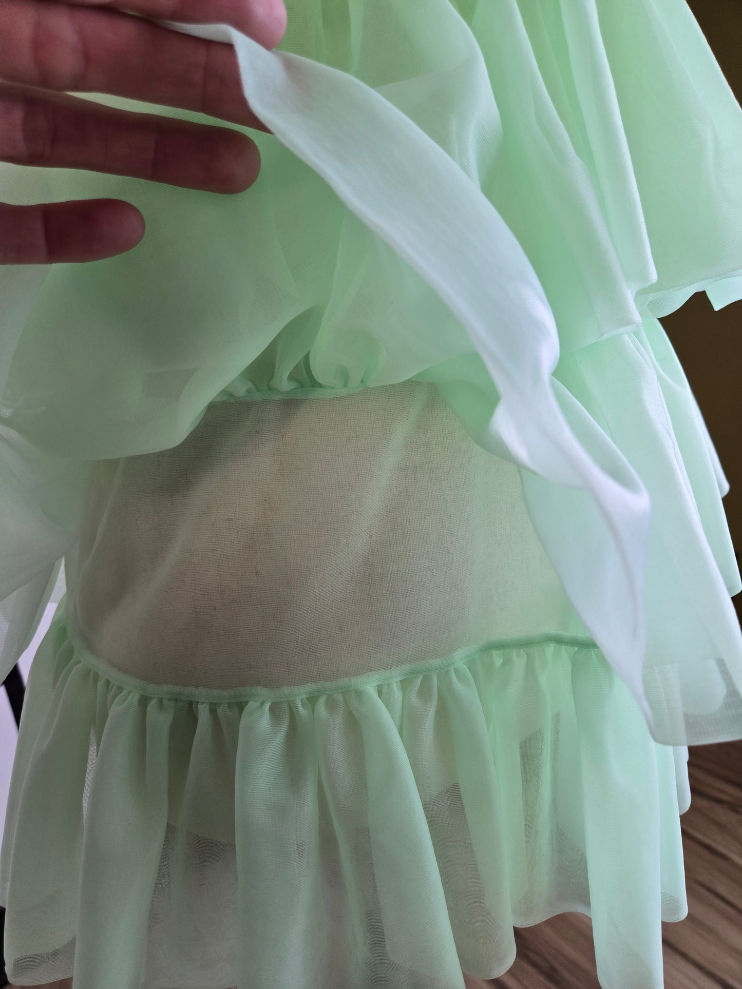 Vintage Lime Green Layered Ruffle Negligee - small