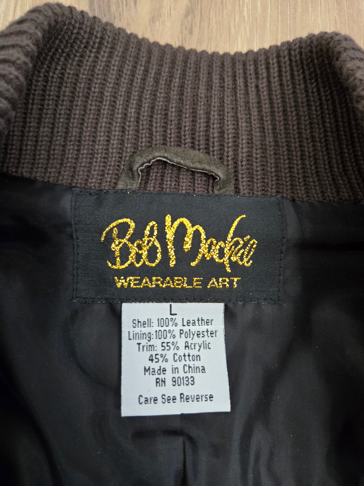 Bob Mackie Vintage Retro Patchwork Brown Leather Jacket - large