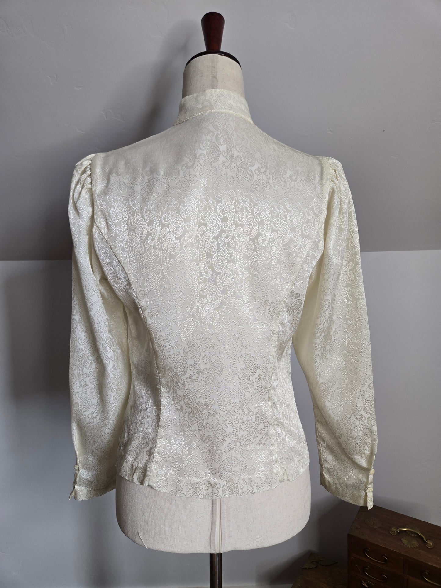 Vintage Edwardian Style Paisley Jacquard Top - Small