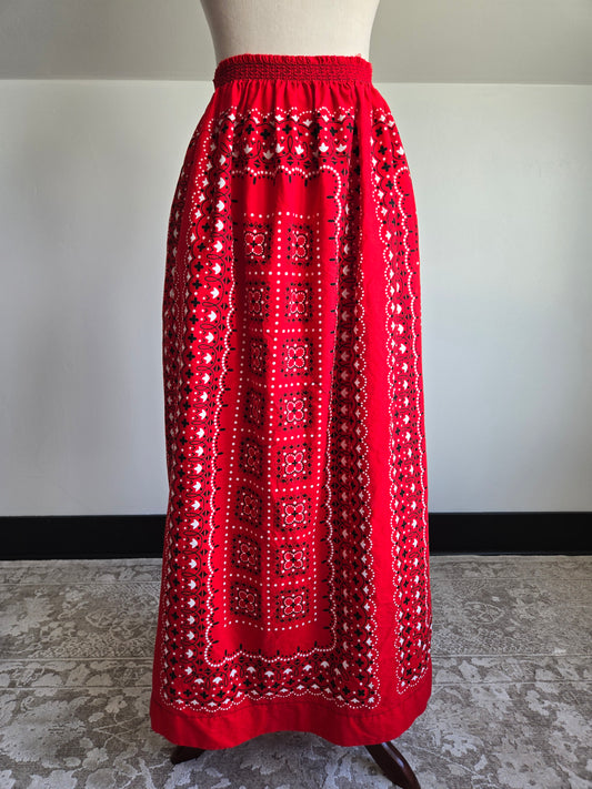 Vintage Hand Made Bandana Print Maxi Skirt - W30-40"