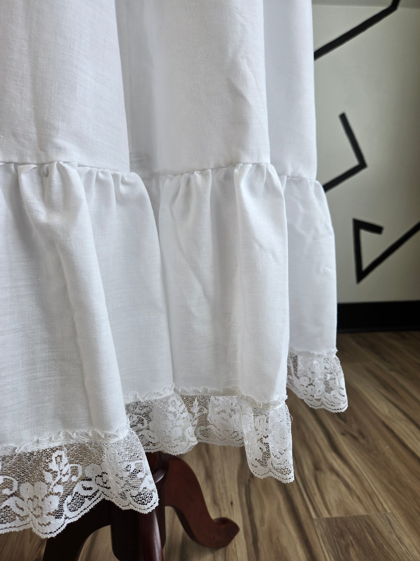Vintage Edwardian Style Longer White Cotton Blend Muslin Petticoat - small