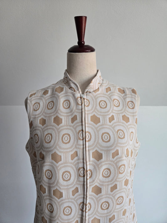Vintage 70s Mod Geo Pattern Knit Dress - M/L