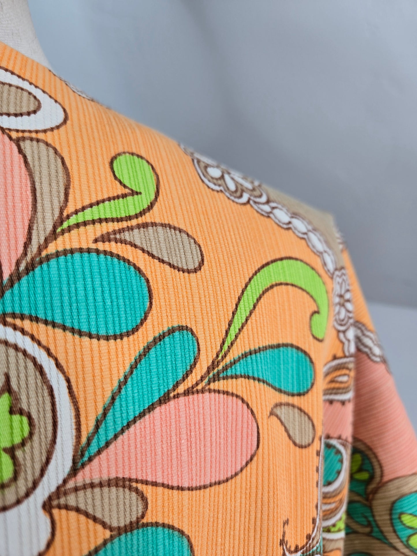 Neon and Pastel Psychedelic Print 1960s Kaftan - OS