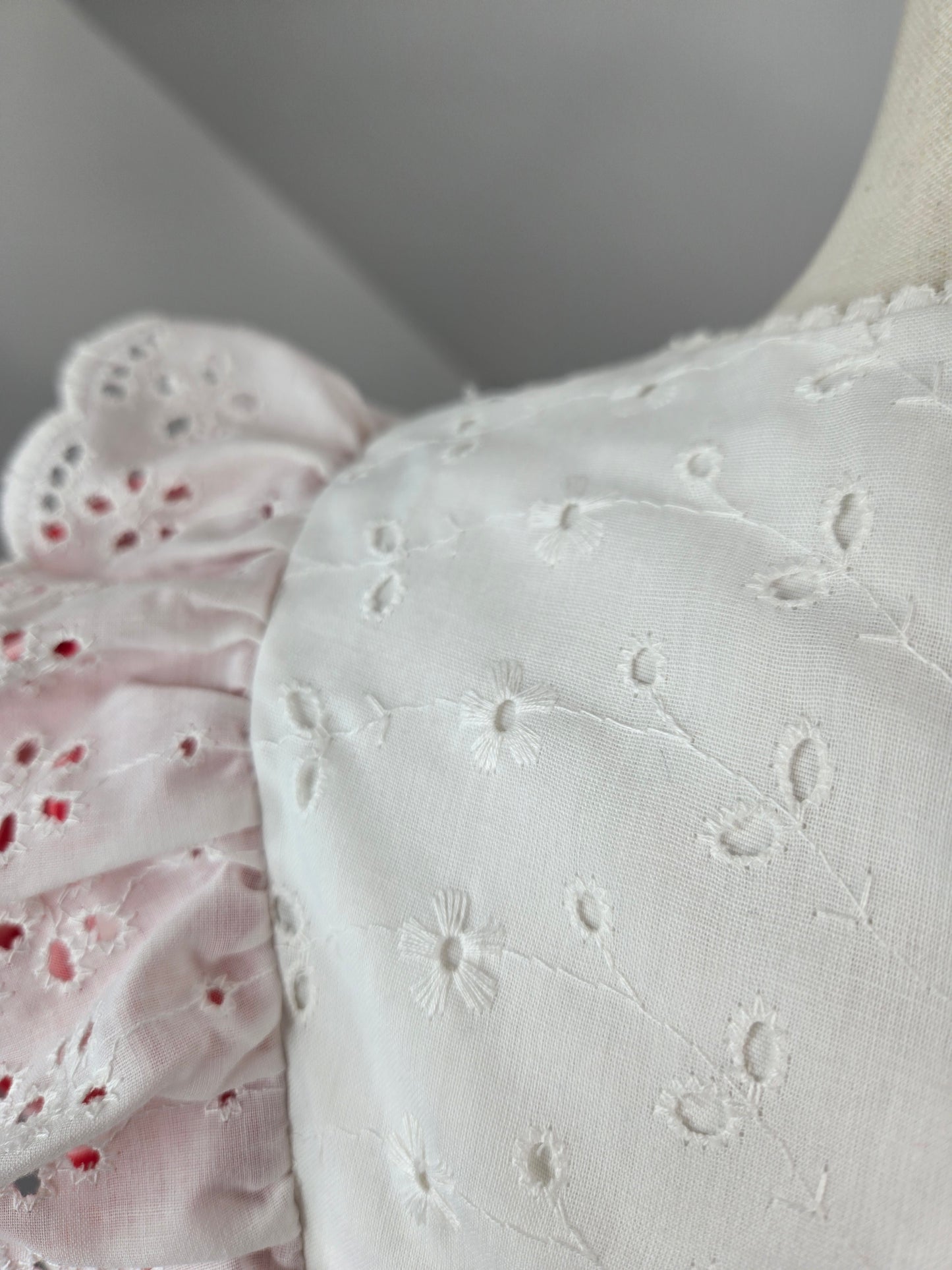 Vintage 60s Prairecore Red Gingham Dress with Eyelet Lace - small/medium