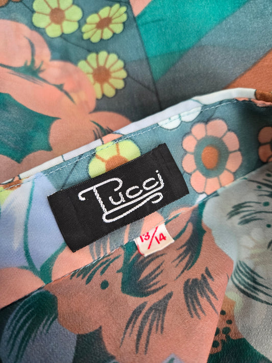 Tucci Vintage 70s Sheer Flower Power Top - small