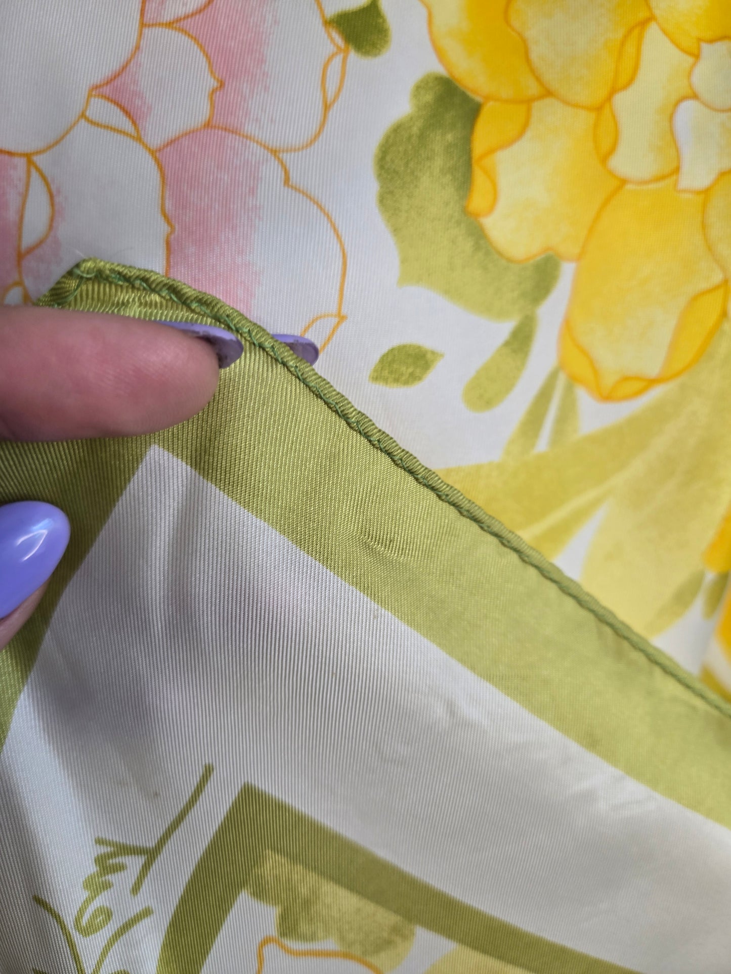 Vintage Avon Bright Yellow Floral Scarf Artist Signed
