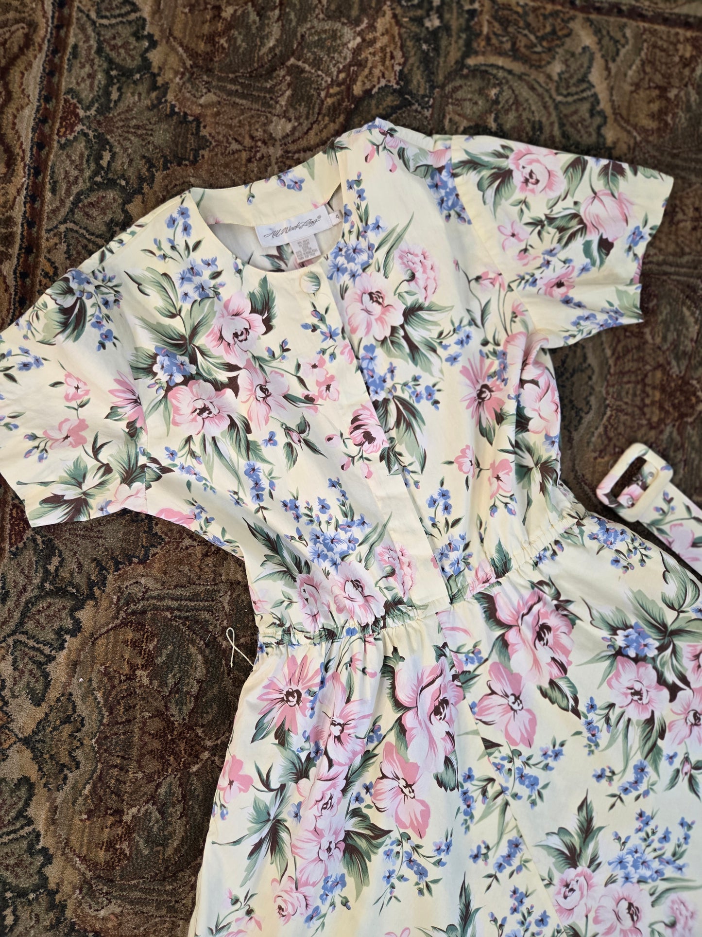 All Week Long 80s Cotton Floral Dress - medium