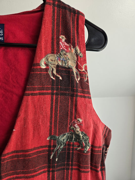 Atlast Vintage Cotton Cowboy Print Vest - Small