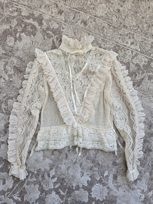 RARE! Vintage Dimensional Lace Blouse - Medium