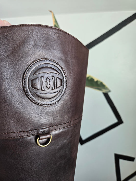 Etienne Aigner Brown Tall Leather Riding Boots - Size 6