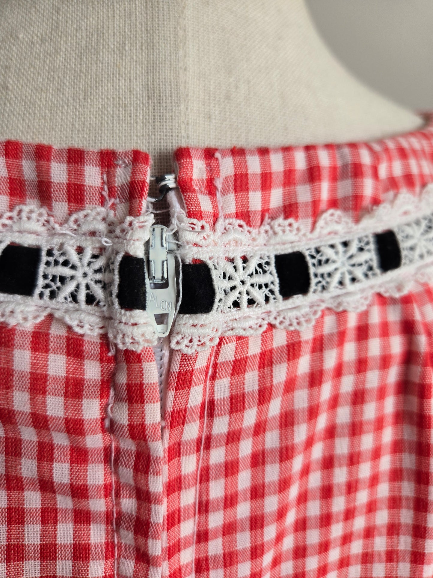 True Vintage 1960s Western Swing Dancing Dress Red Gingham - S/M