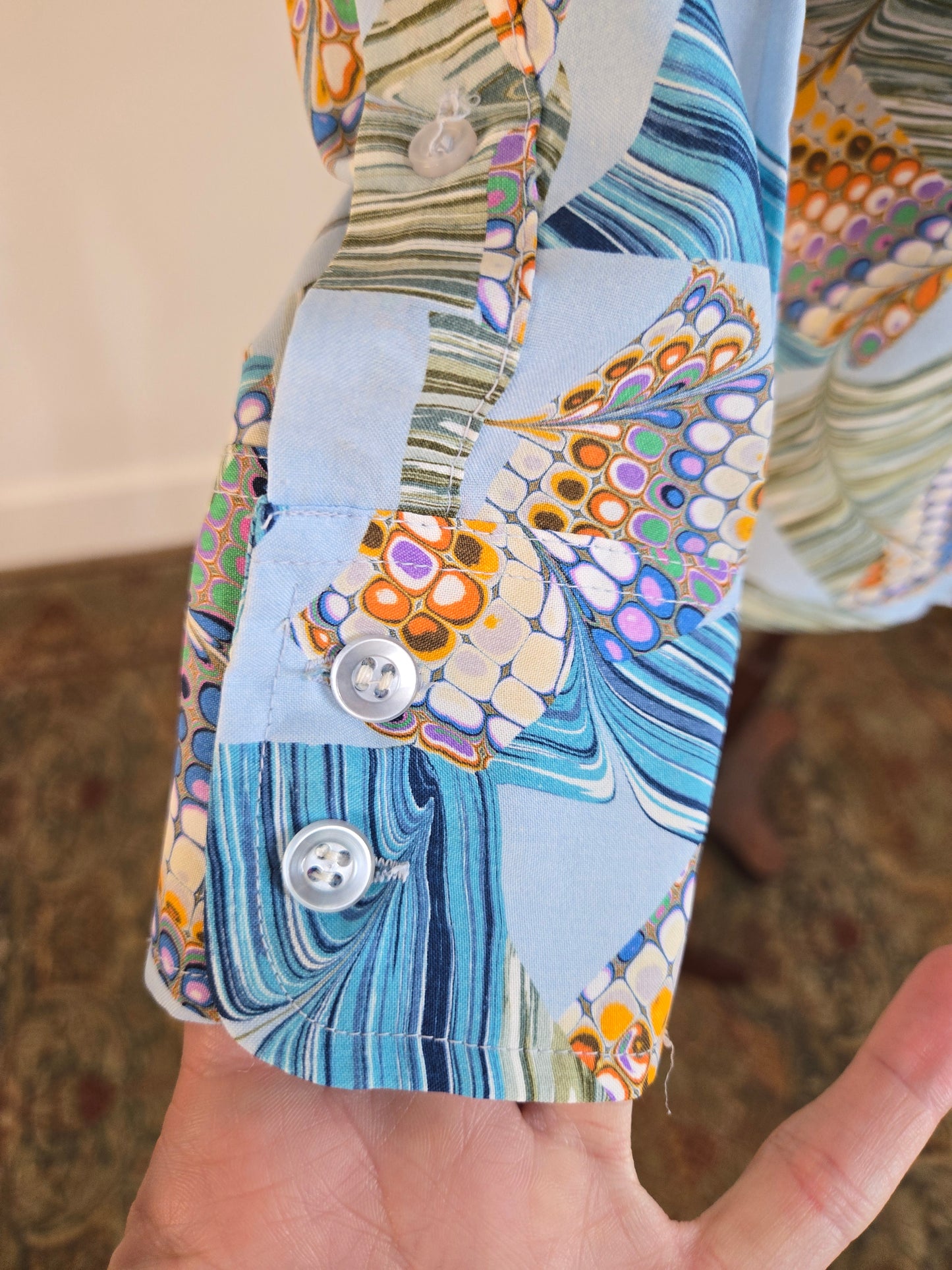 Allison Peters Vintage 70s Psychedelic Dagger Collar Shirt - XS/S