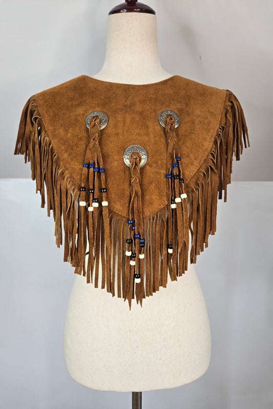 Steer Brand Vintage Tan Suede Fringe Leather Vest - OS