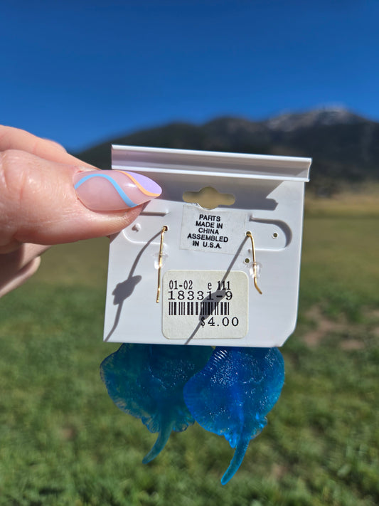 Deadstock Cara Mia Blue Rubber Singray Earrings