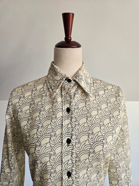 Jack Winter Vintage Art Deco Novelty Print Top - Small