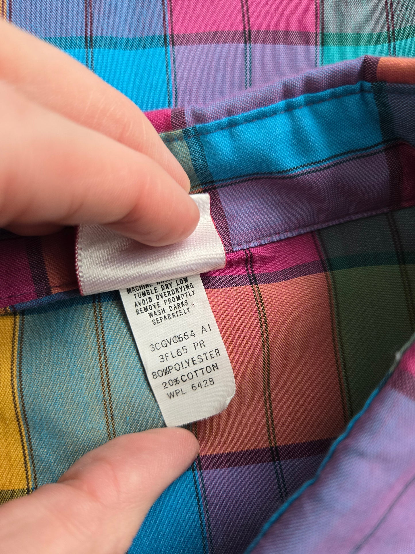 Wrangler Vintage 70s Colorful Plaid Button Down Top - large