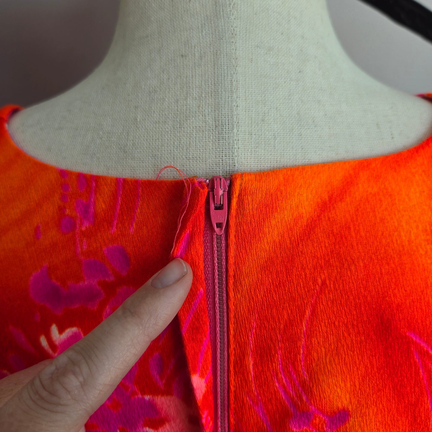 Made in Hawaii 70s Vintage Neon Day Glow Floral Dress - small