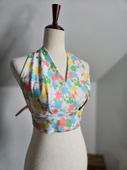 Vintage 70s Floral Halter Top - S/M