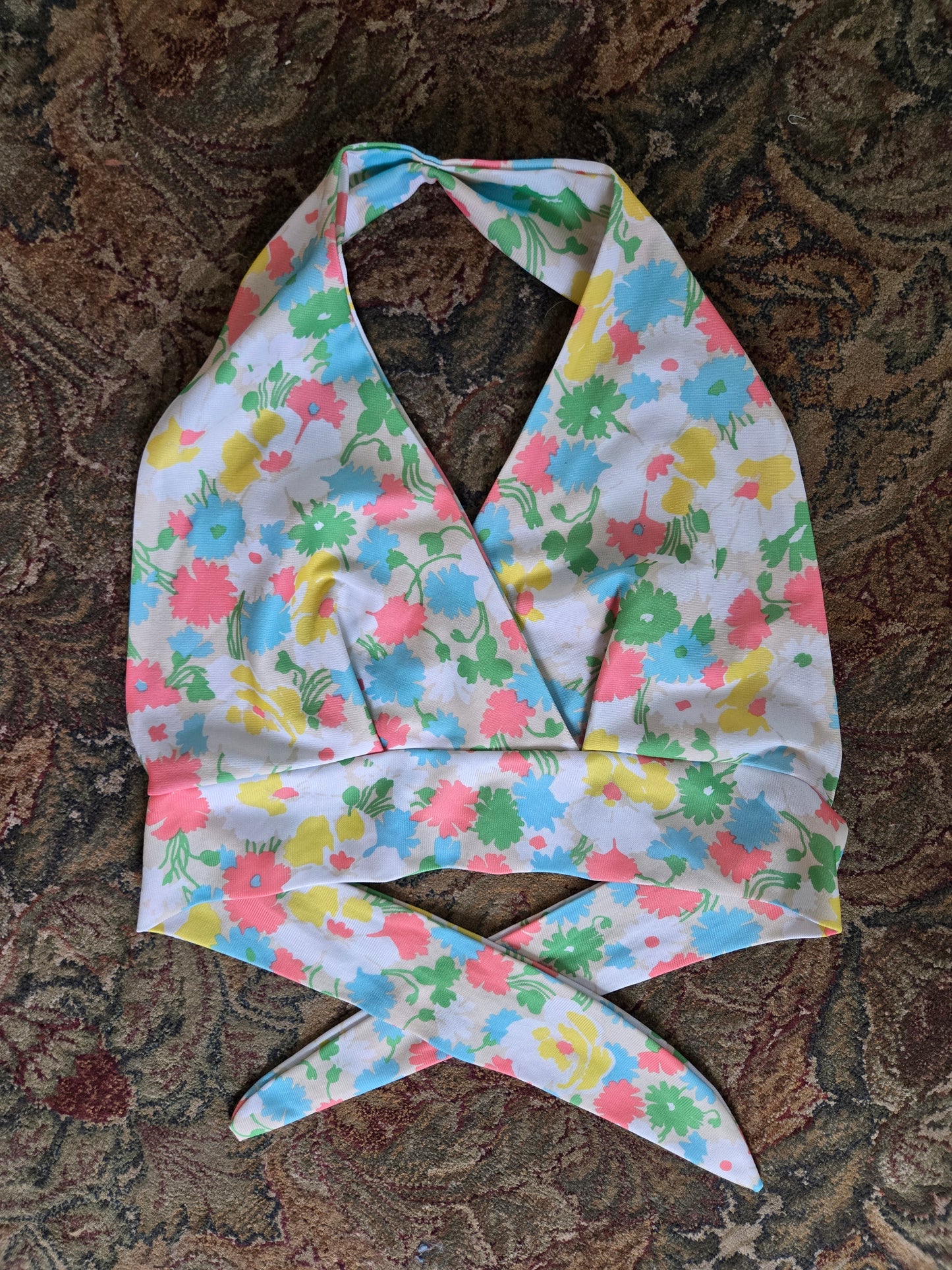 Vintage 70s Floral Halter Top - S/M