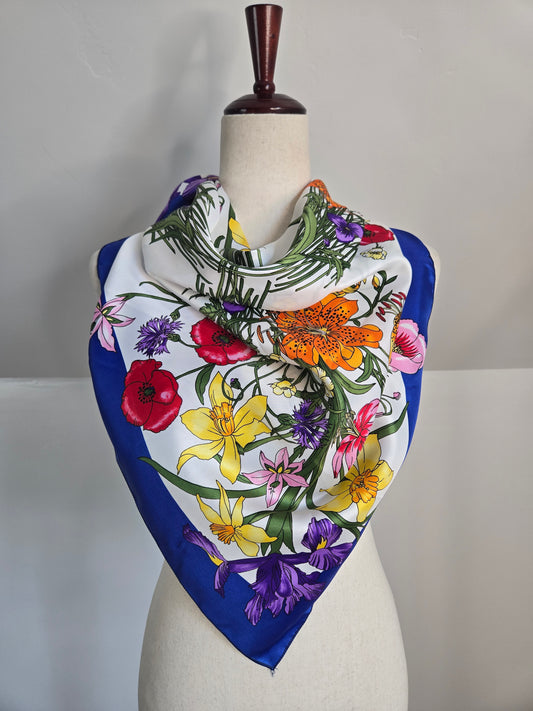 Vintage Berkshire Bright Floral Scarf Made in Korea