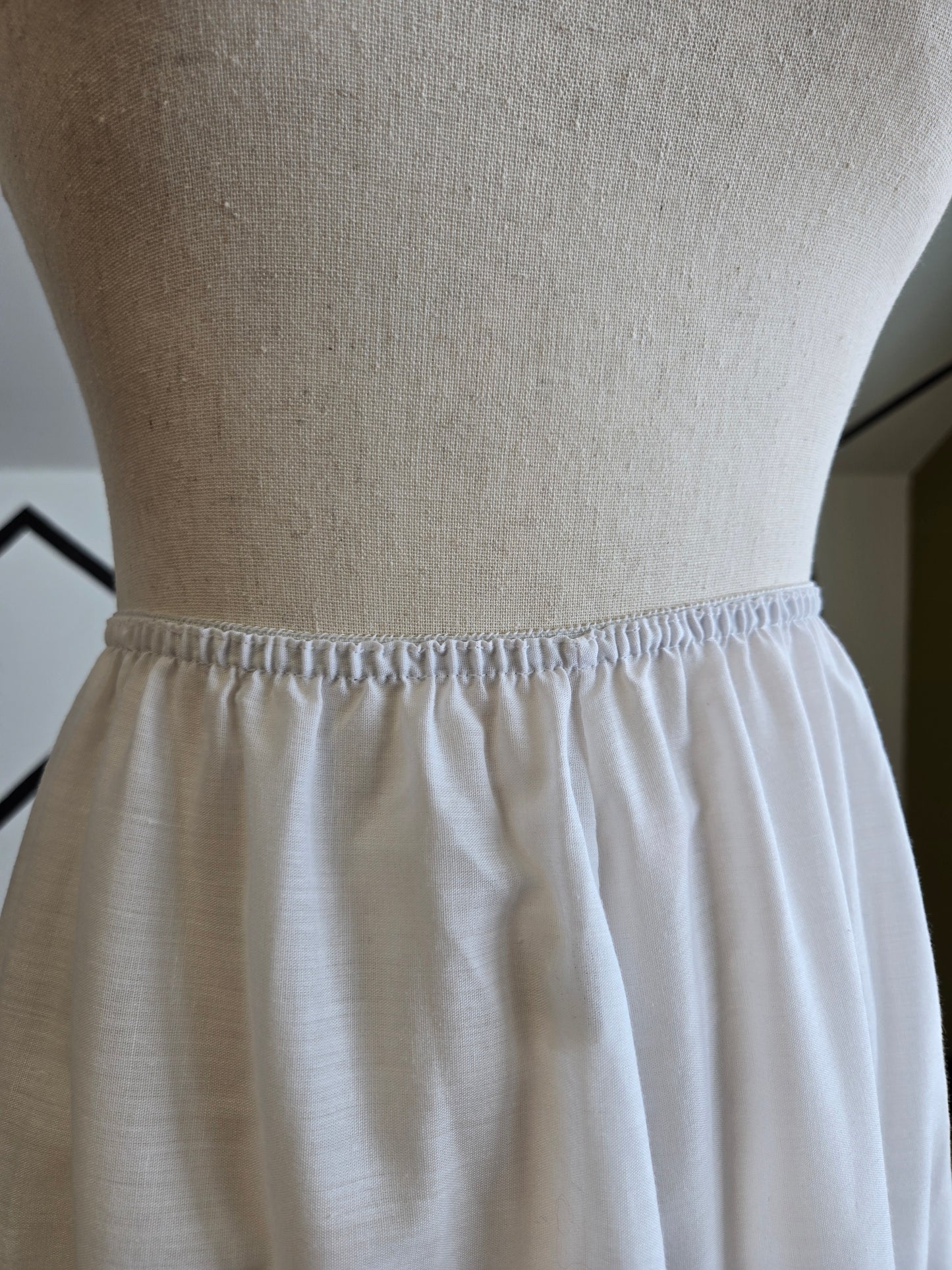 Vintage Edwardian Style Longer White Cotton Blend Muslin Petticoat - small