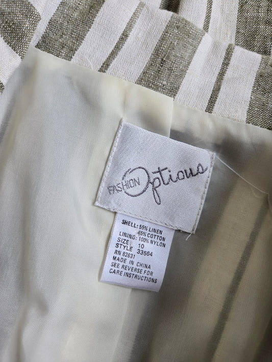 Vintage F. Options Linen/Cotton Blend Striped Blazer - Medium