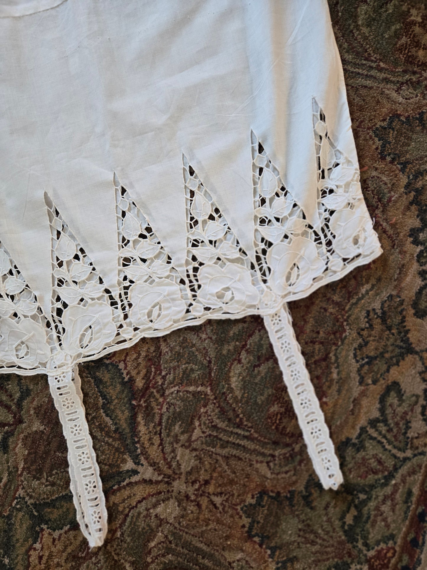 Vintage White Delicate Cotton Lace Slip Dress - small