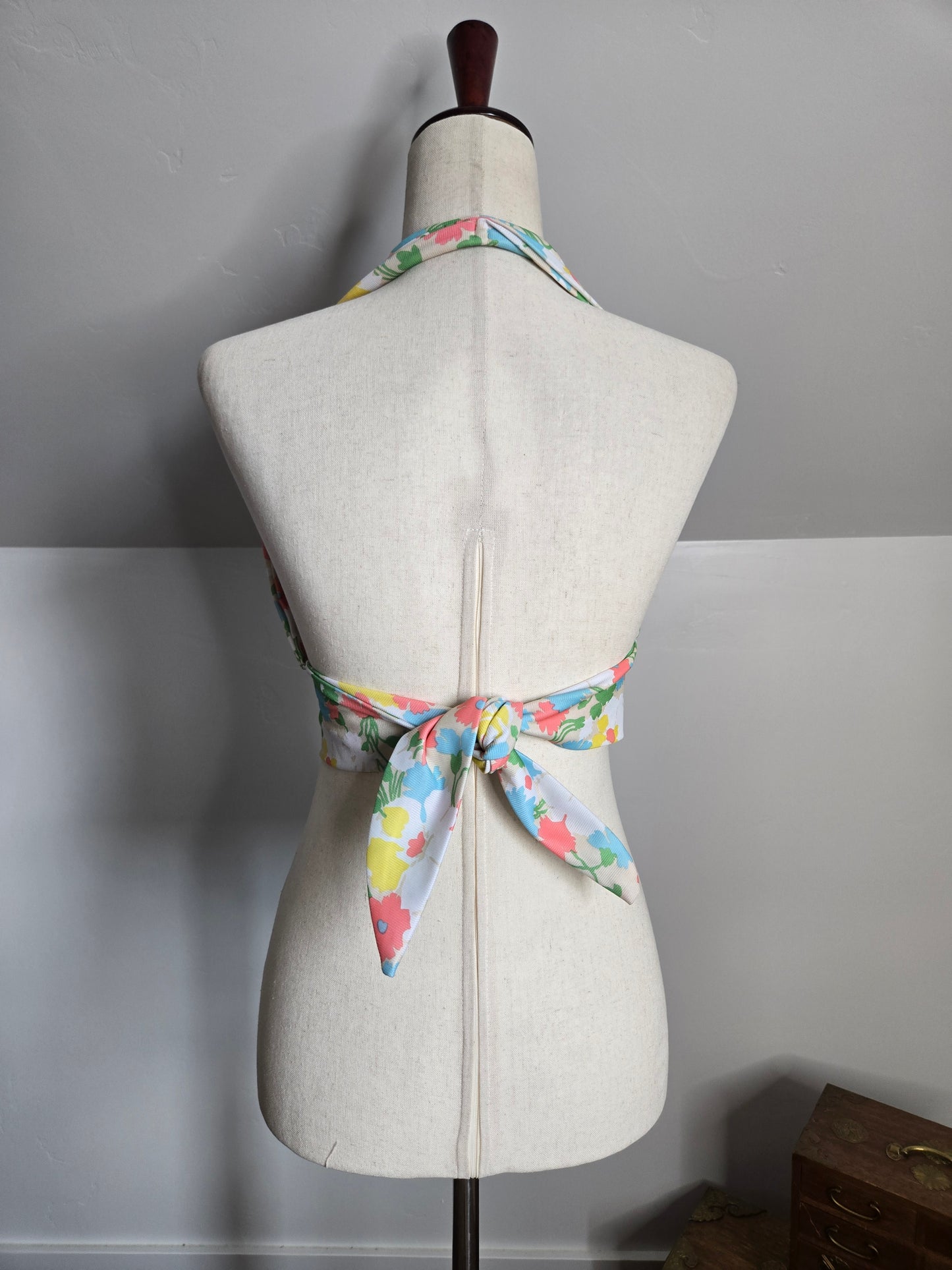 Vintage 70s Floral Halter Top - S/M