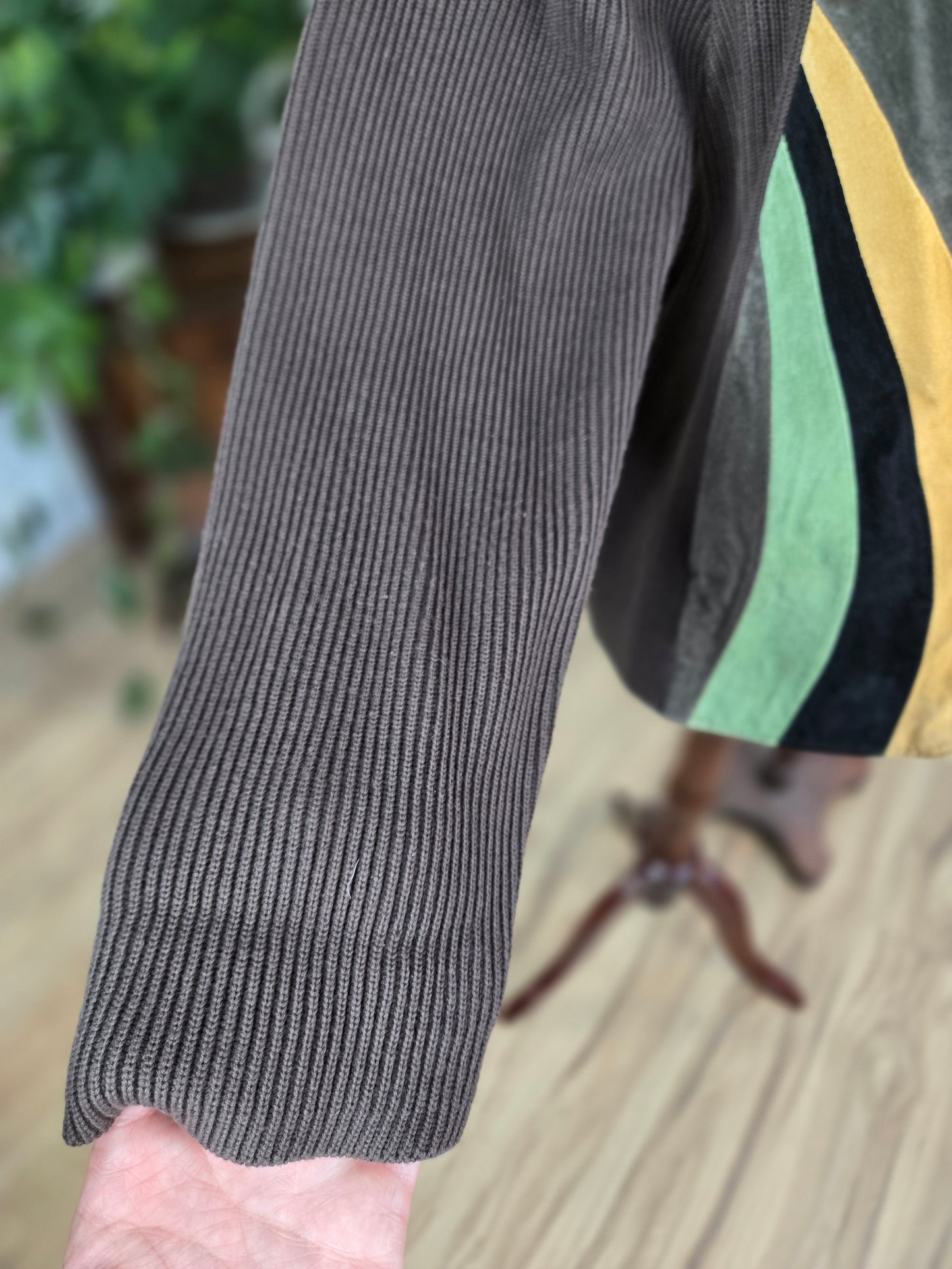 Bob Mackie Vintage Retro Patchwork Brown Leather Jacket - large