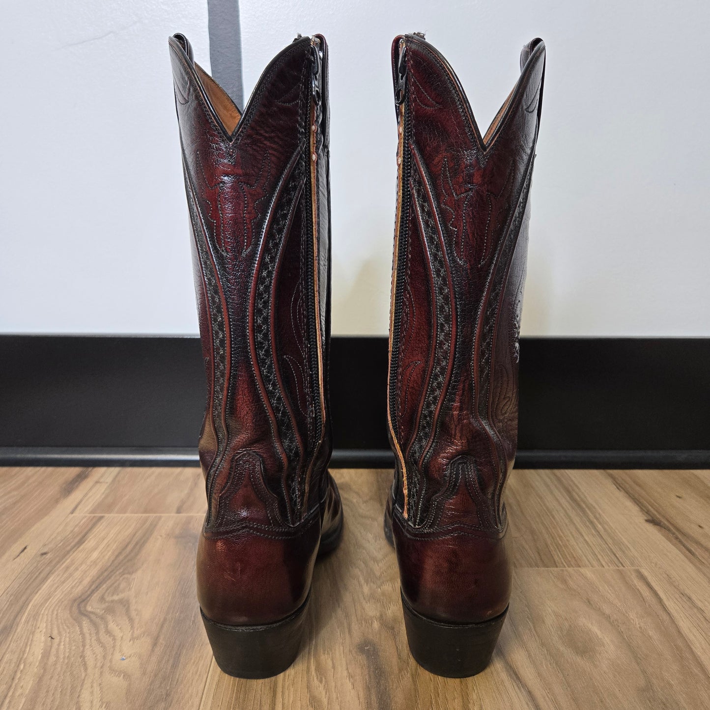 Lucchese San Antonio Black Cherry Leather Western Boots - Size 9 (womens)