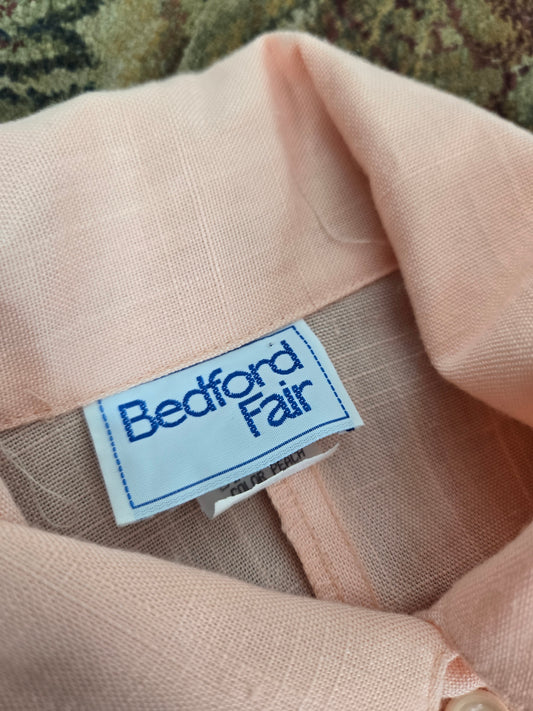 Bedford Fair Vintage 80s Pale Pink Pleated Dress - Medium