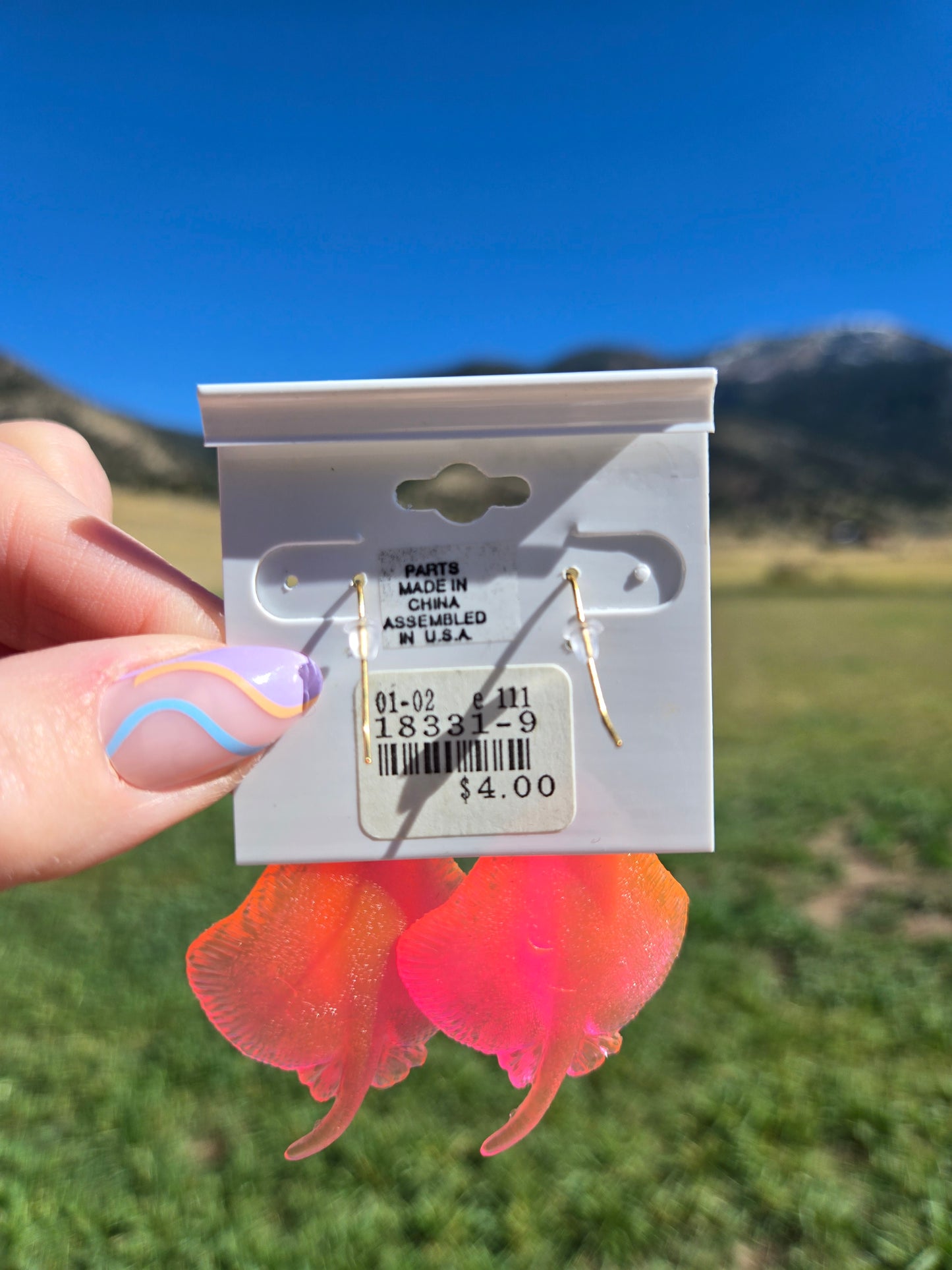 Deadstock Cara Mia Pink Rubber Singray Earrings - #1