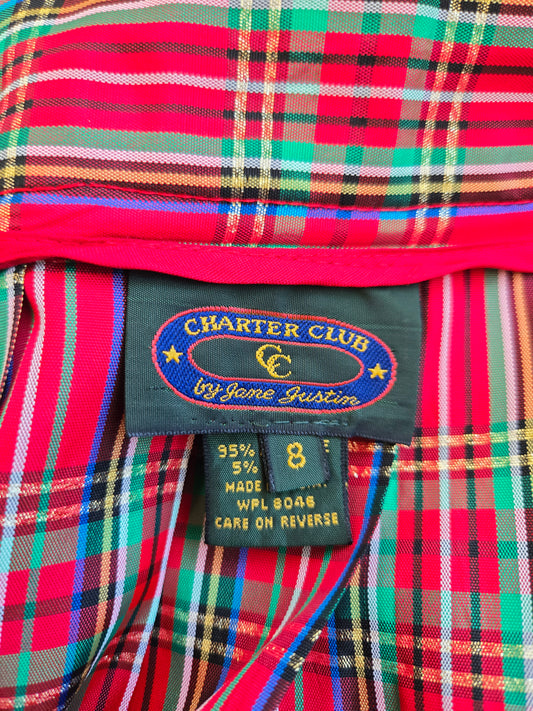 Charter Club Vintage Red Plaid Taffeta Skirt - S/M