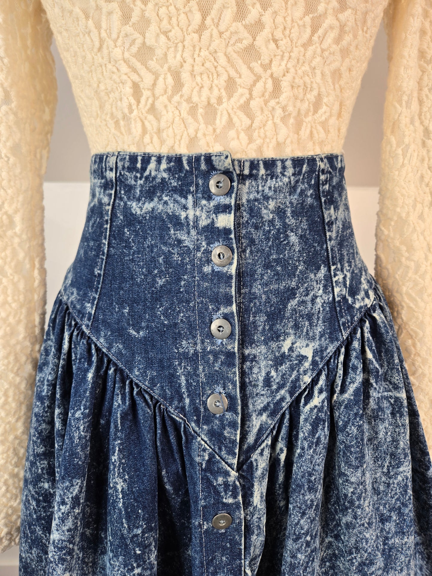 Good Things of California Vintage Acid Wash Denim Skirt - small