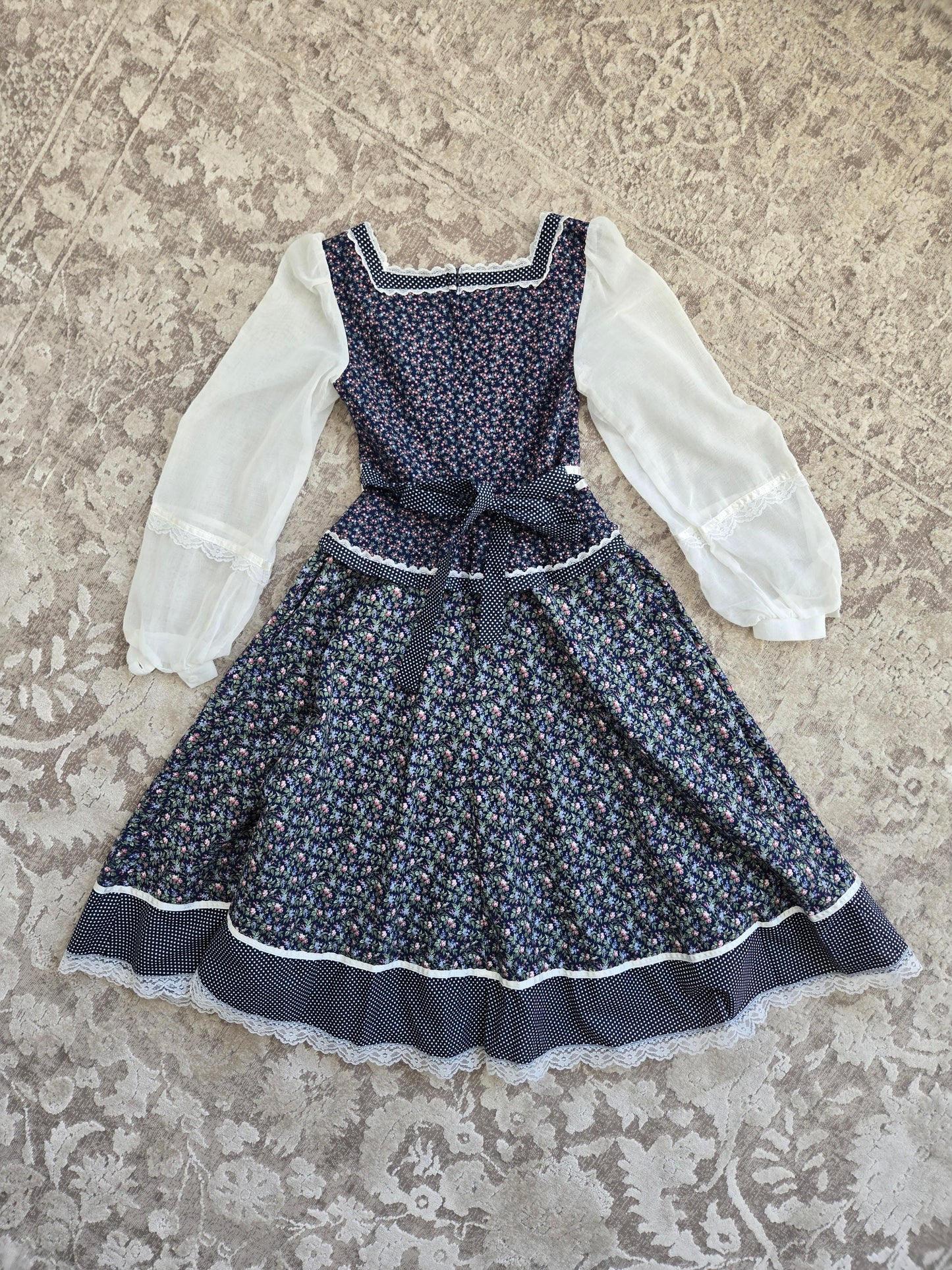 Gold Label Gunne Sax by Jessica San Fransisco Vintage 70s Calico Prairie Dress - XS