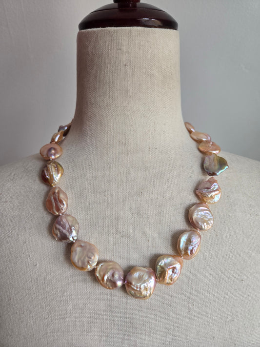 Vintage Baroque Pink Freshwater Pearl Necklace