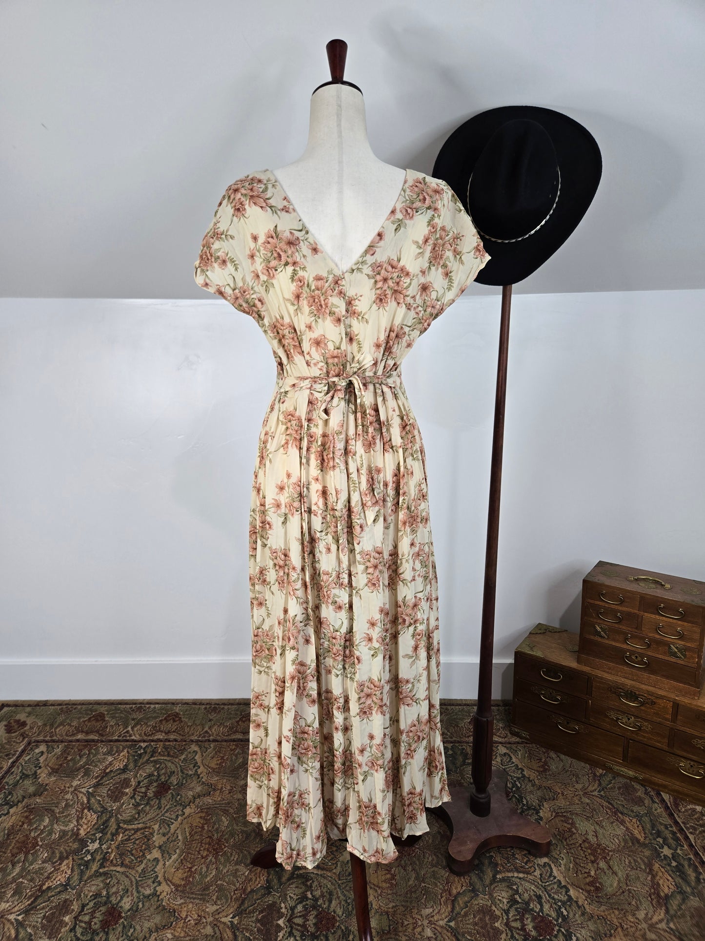 Timing USA Vintage 90s Floral Semi Shear Dress - medium