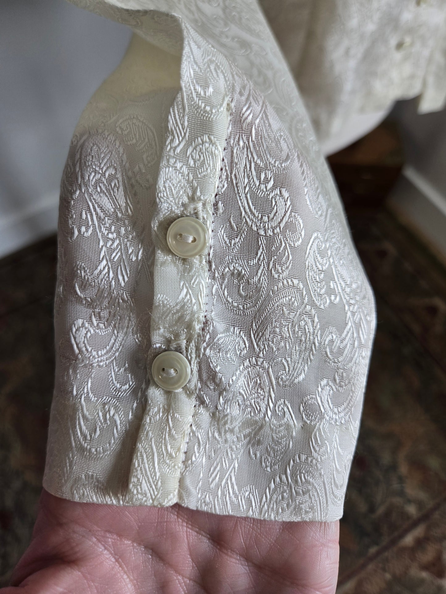 Vintage Edwardian Style Paisley Jacquard Top - Small