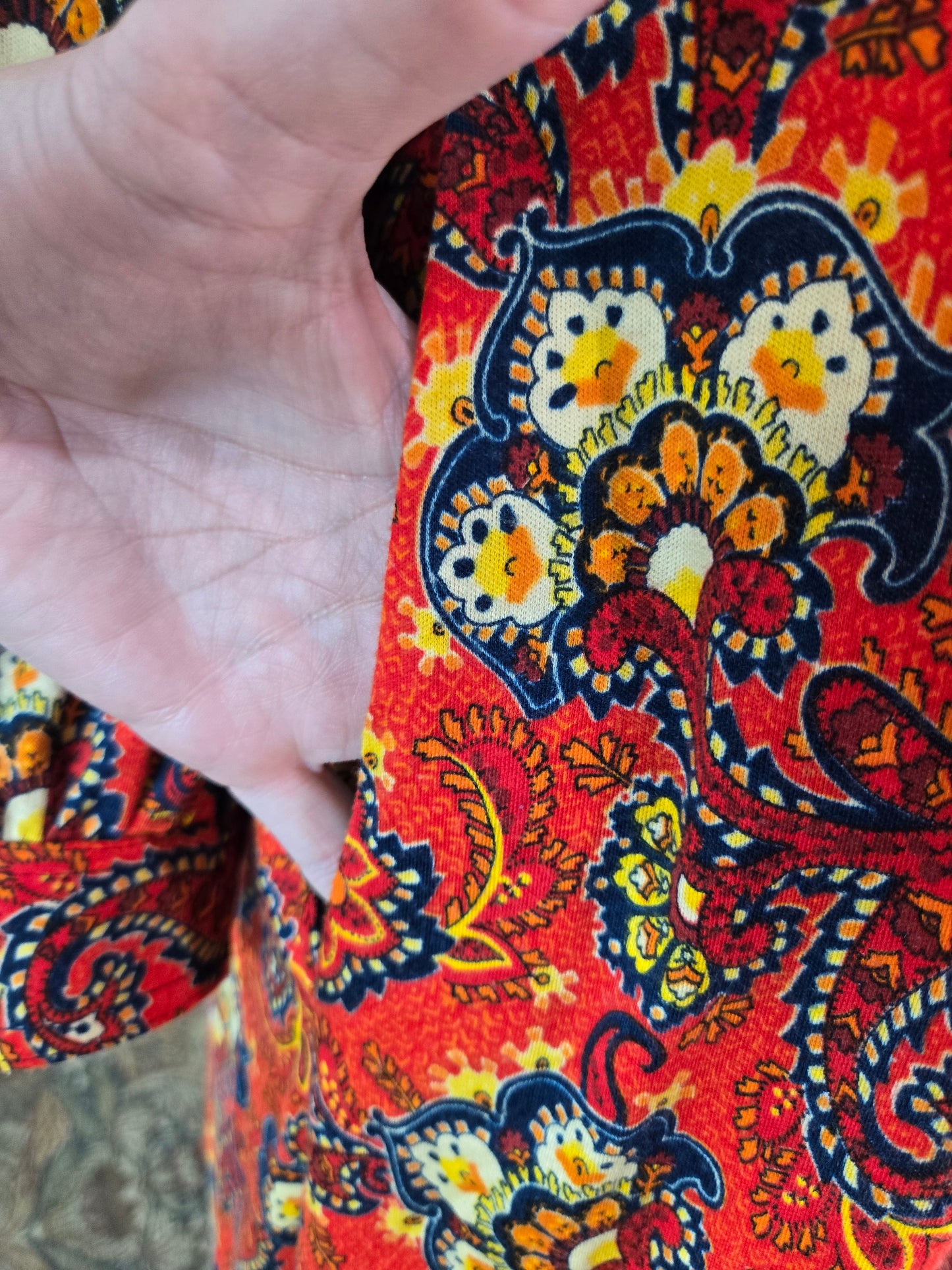 Vintage 70s Lightweight Acrylic Barkcloth Dress - medium