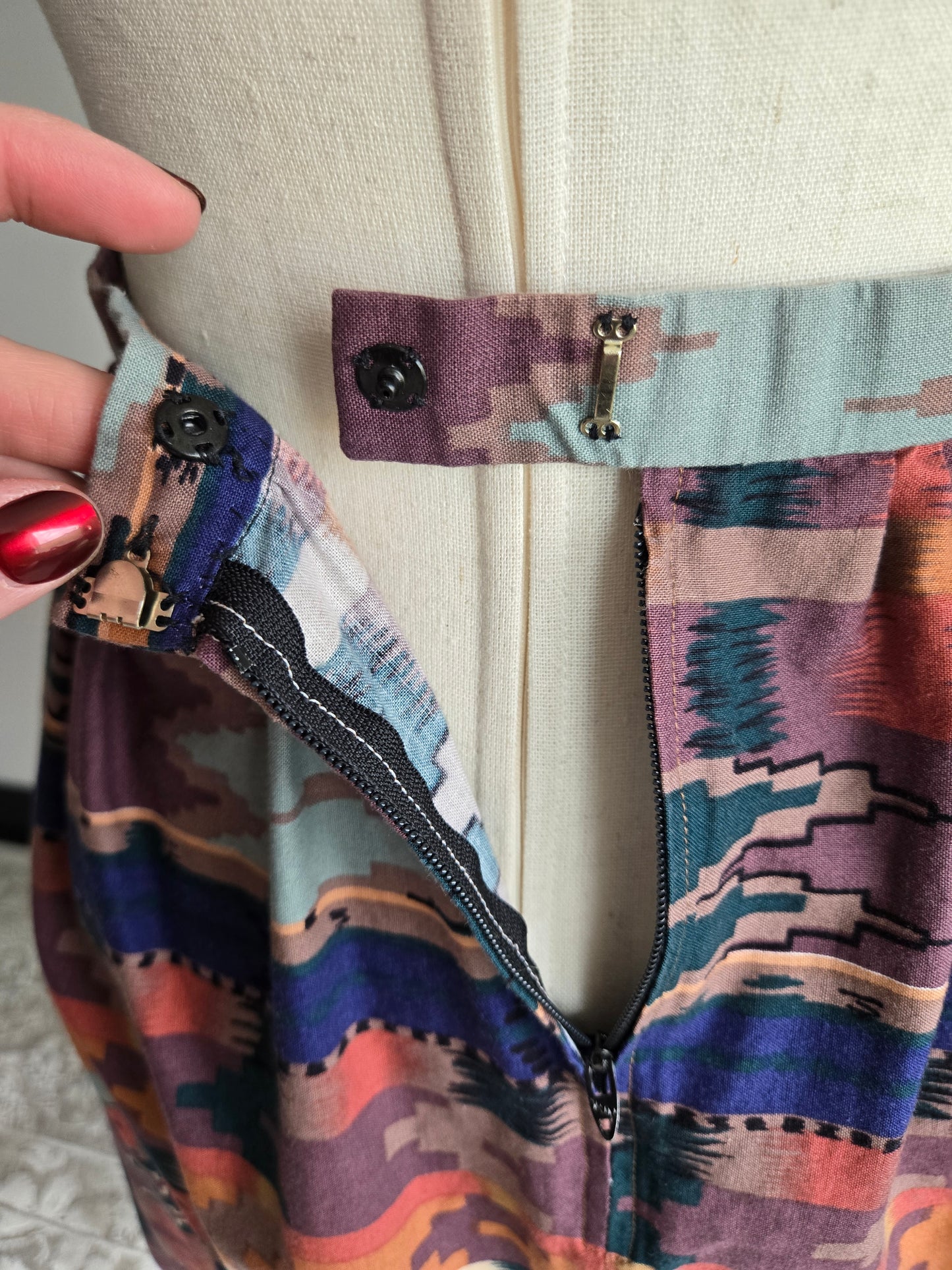 Vintage 70s Hand Made Western Skirt - W25"